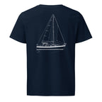 Hallberg-Rassy 94 Kutter sailboat shirt in French Navy - back design