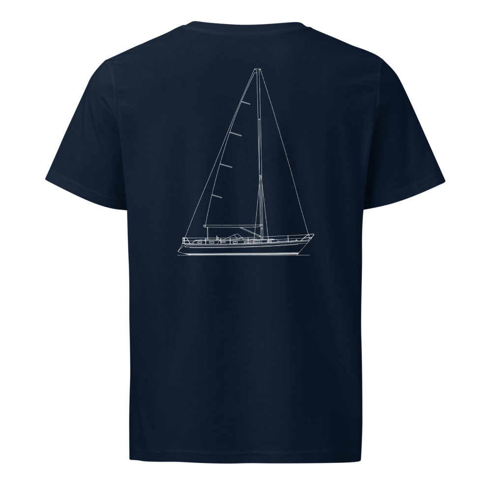 Hallberg-Rassy 42F MK II sailboat shirt in French Navy - back design