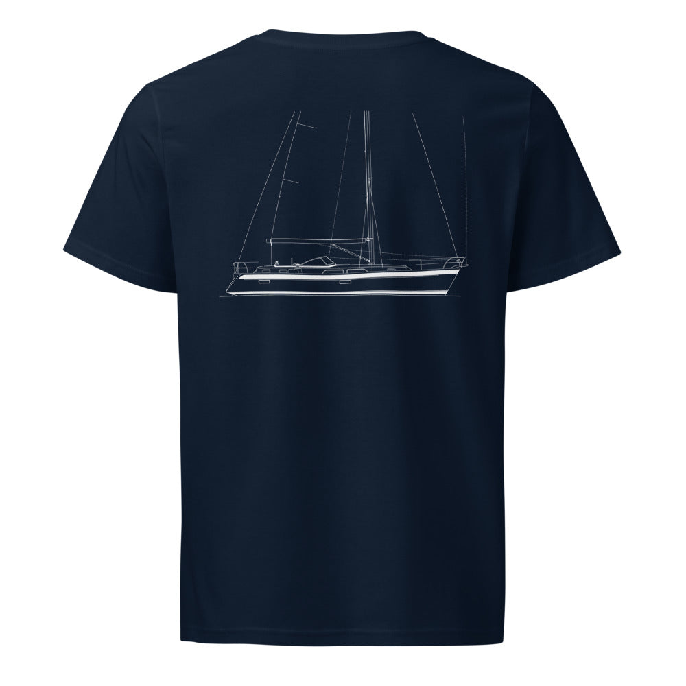 Hallberg-Rassy 43 MK III sailboat shirt in French Navy - back design