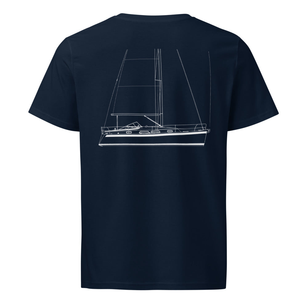 Hallberg-Rassy 310 sailboat shirt in French Navy - back design