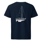 Hallberg-Rassy 382 sailboat shirt in French Navy - back design