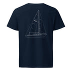 Hallberg-Rassy P-28 sailboat shirt in French Navy - back design