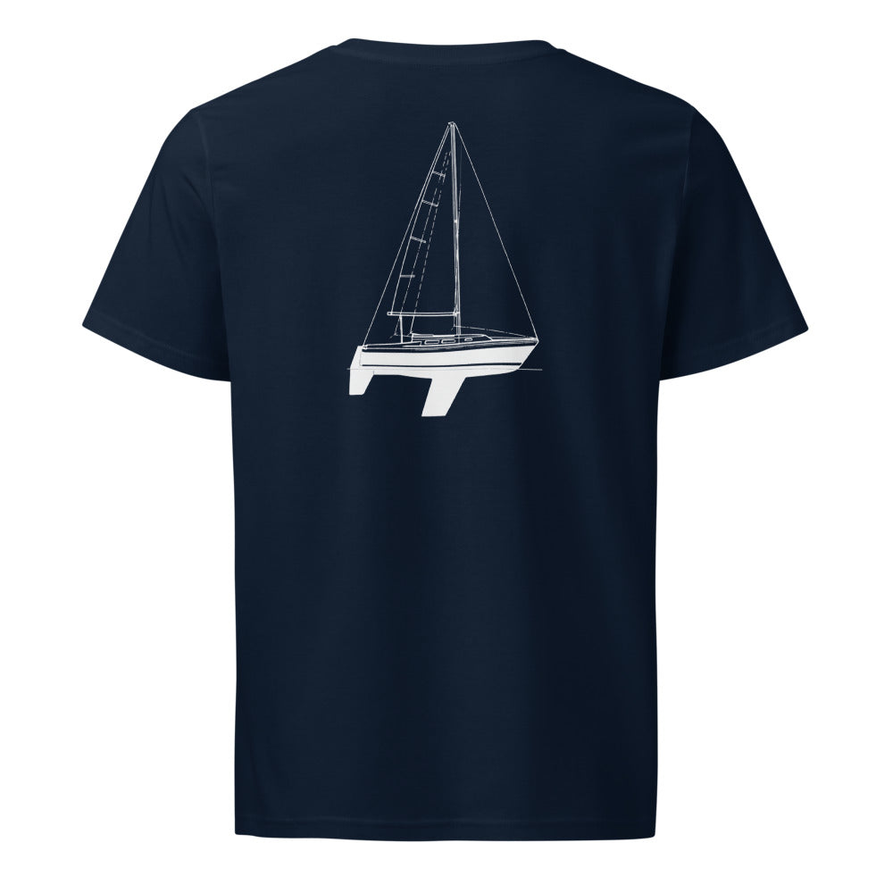 O'Day 25 sailboat shirt in French Navy - back design