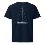 Hallberg-Rassy 57 sailboat shirt in French Navy - back design