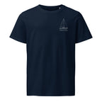Cal 28 sailboat shirt in French Navy - front design
