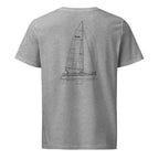 Hunter 34 sailboat shirt in Heather Grey - back design