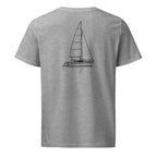 Hunter 26 sailboat shirt in Heather Grey - back design