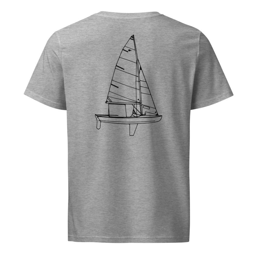 Chubasco Snipe sailboat shirt in Heather Grey - back design