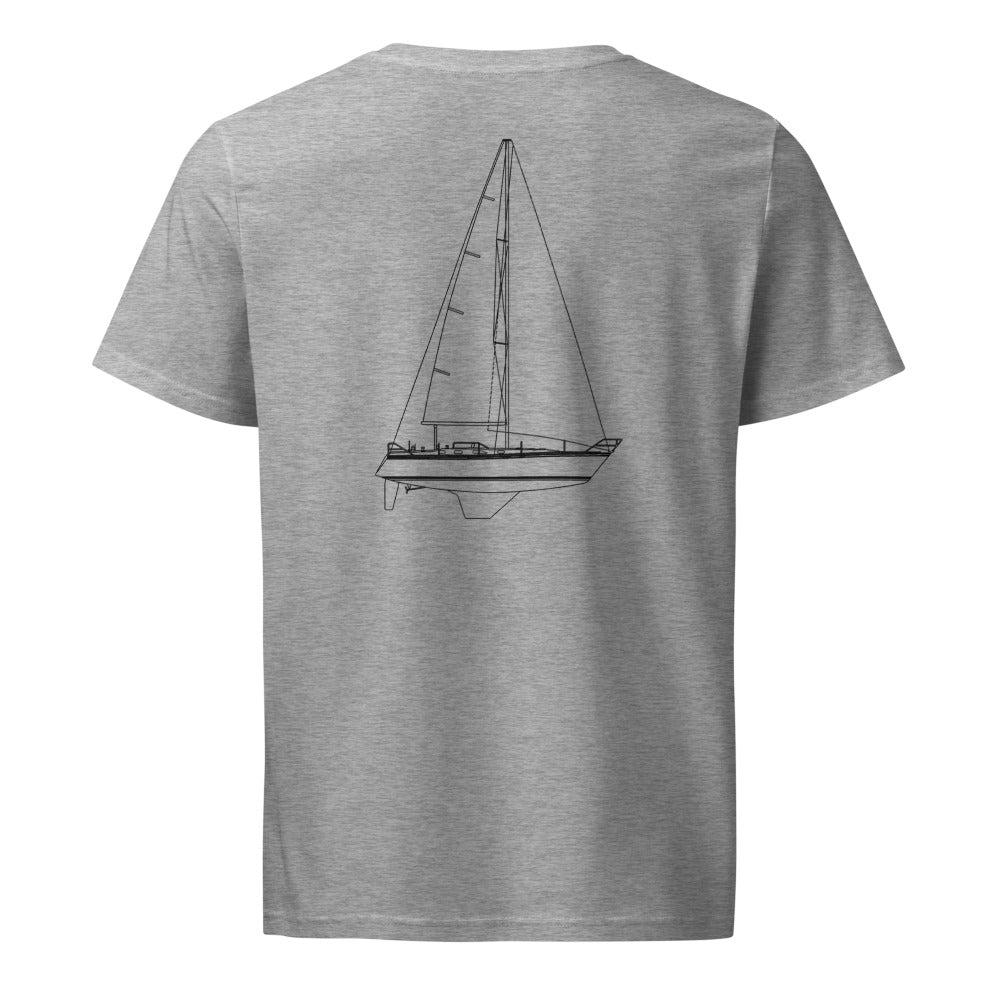 Hunter 40 sailboat shirt in Heather Grey - back design