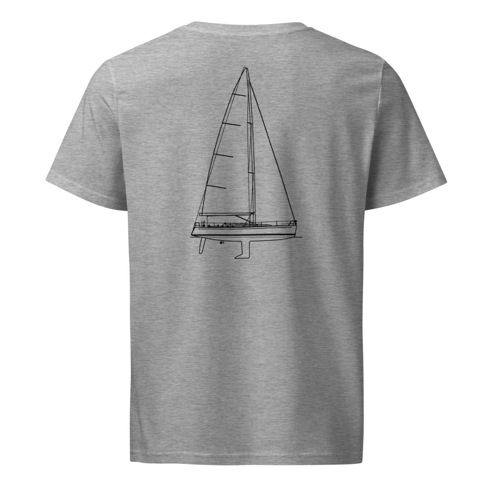 Nautor Swan 45 sailboat shirt in Heather Grey - back design