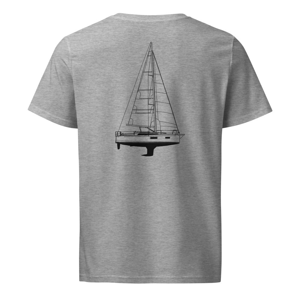 Beneteau Oceanis 34.1 sailboat shirt in Heather Grey - back design