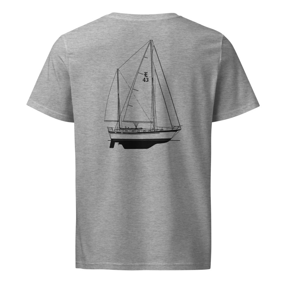 Endeavour 43 sailboat shirt in Heather Grey - back design