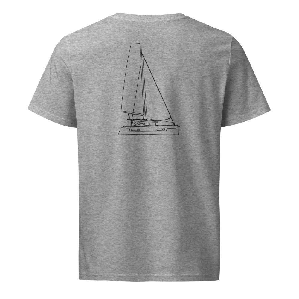 Lagoon 440 sailboat shirt in Heather Grey - back design