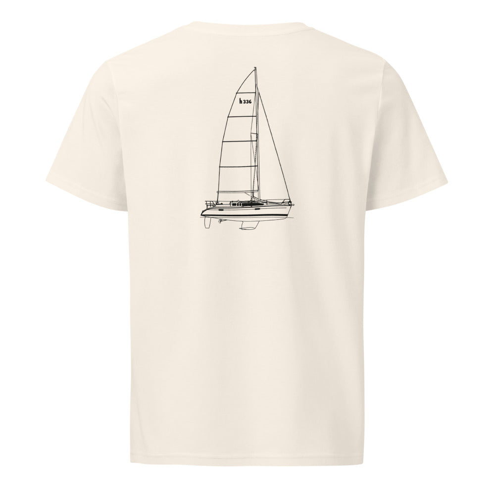 Hunter 336 sailboat shirt in Natural - back design