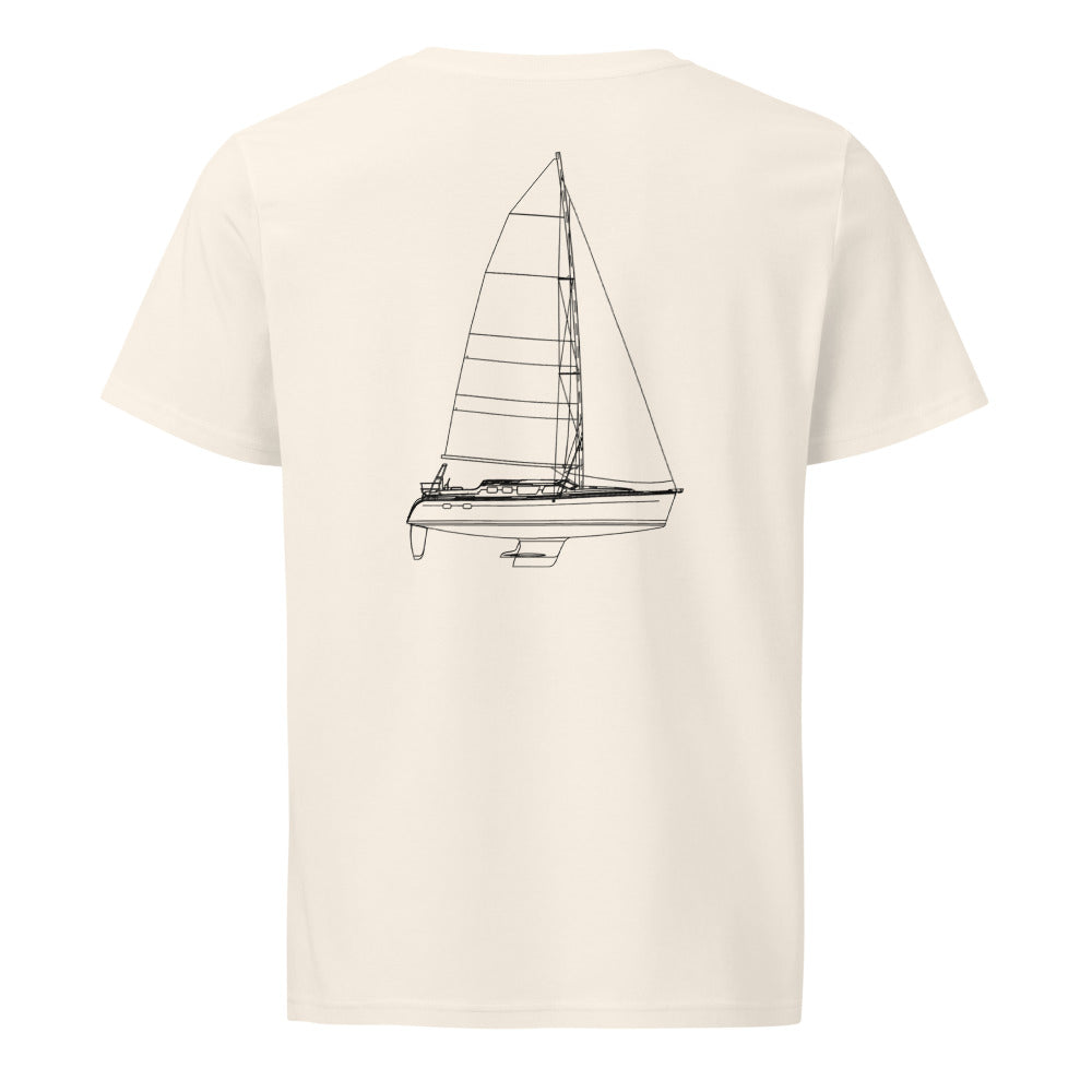Hunter 44 DS sailboat shirt in Natural - back design