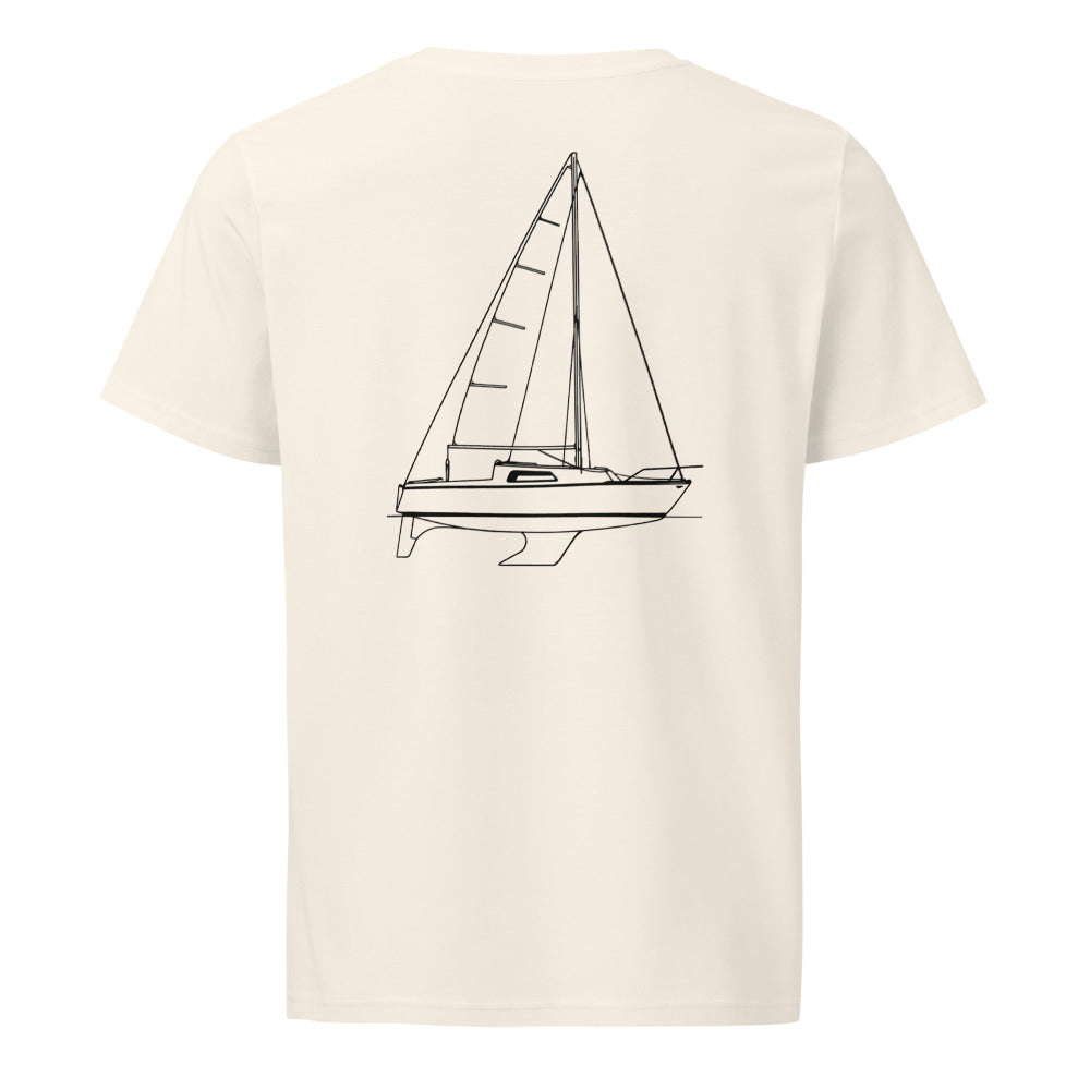 Jeanneau Love Love sailboat shirt in Natural - back design