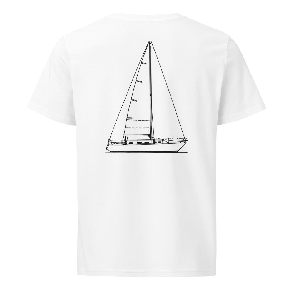 Hunter E33 sailboat shirt in White - back design