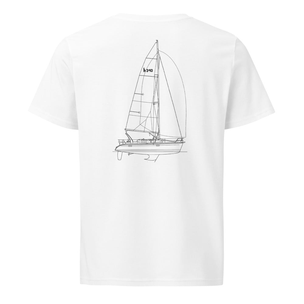 Hunter 34 sailboat shirt in White - back design