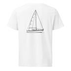 Cal 28 sailboat shirt in White - back design