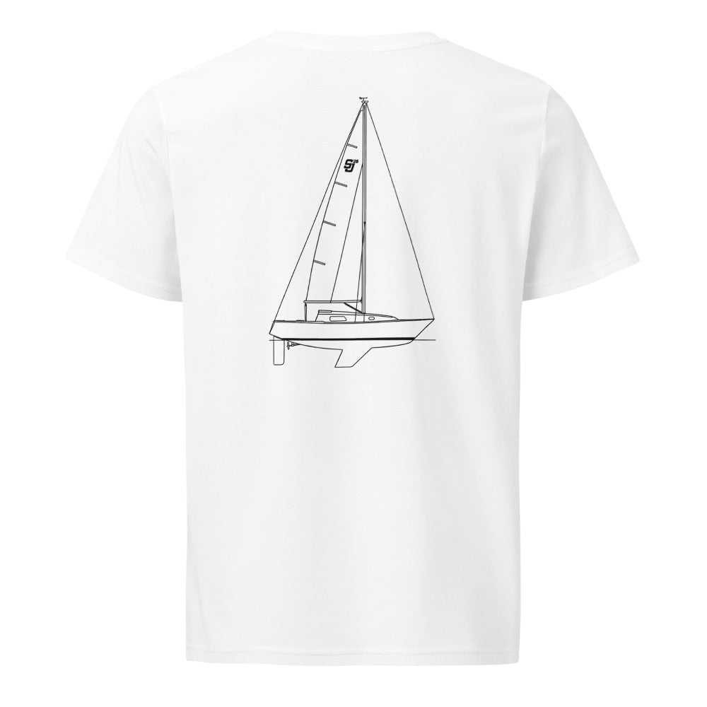 San Juan 28 sailboat shirt in White - back design