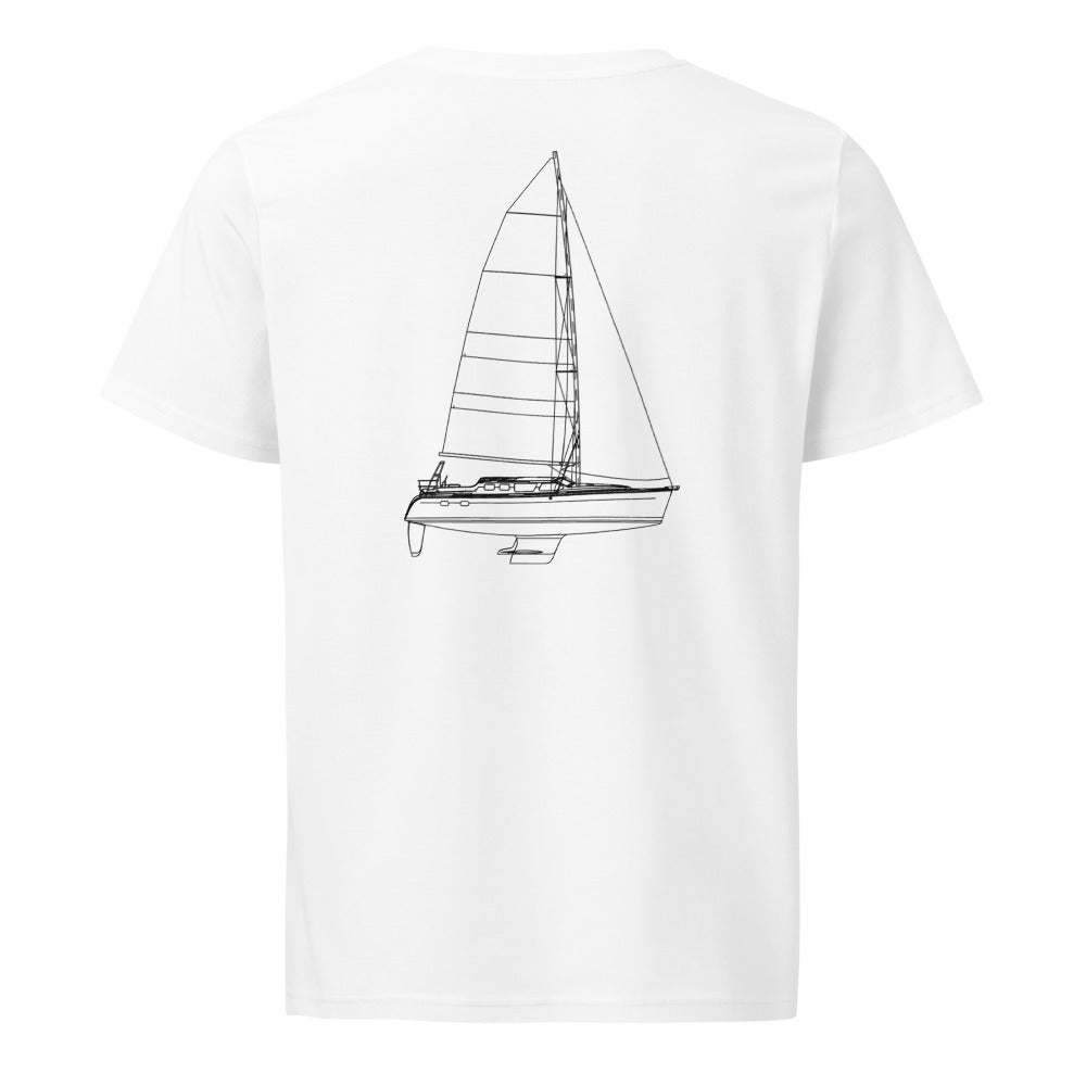 Hunter 44 DS sailboat shirt in White - back design