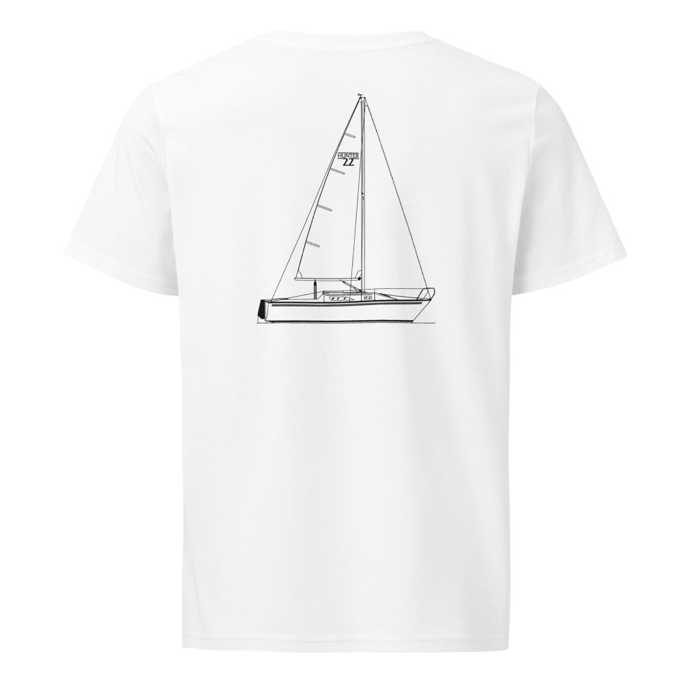 Hunter Boats Liberty 22 sailboat shirt in White - back design