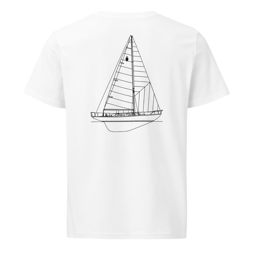 Hallberg-Rassy 44 sailboat shirt in White - back design
