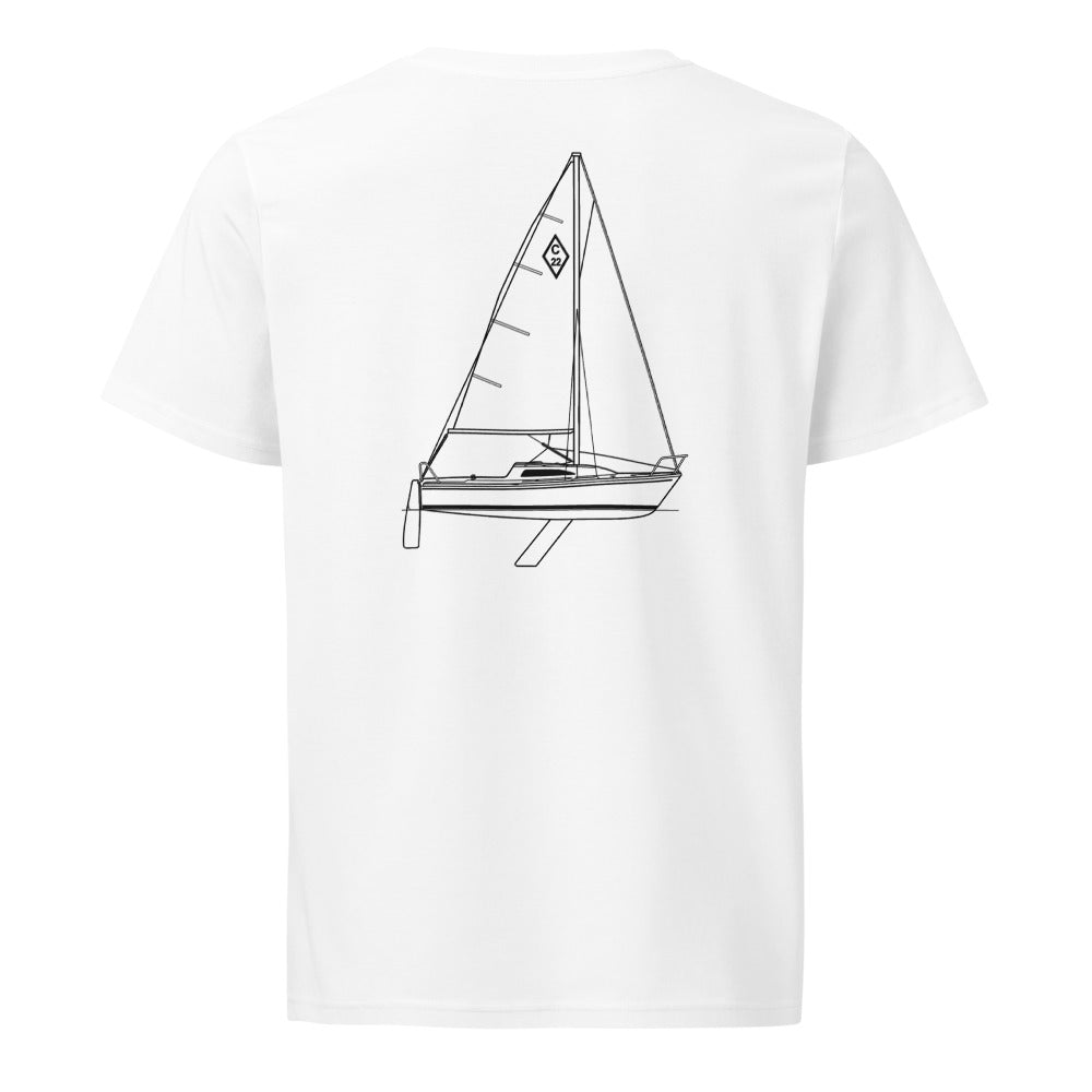 Catalina 22 Sport sailboat shirt in White - back design