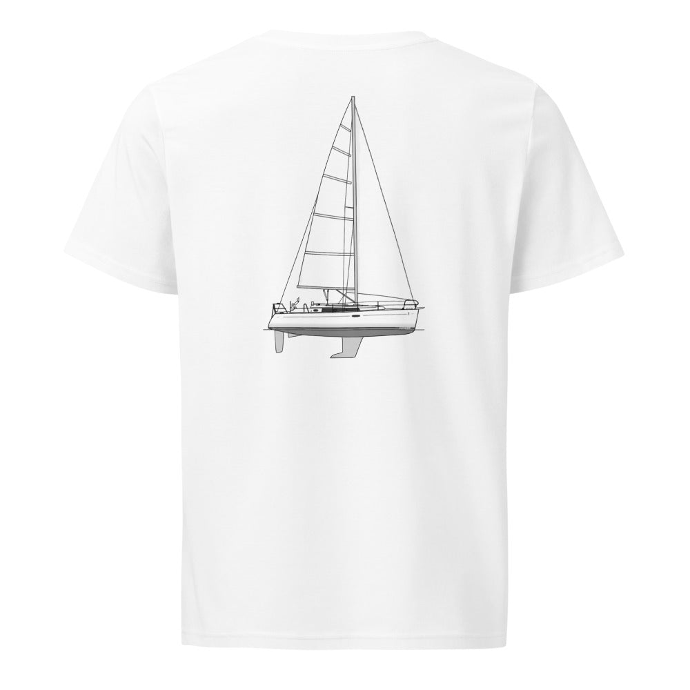 Beneteau Oceanis 34 sailboat shirt in White - back design