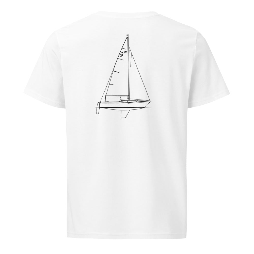San Juan 21 sailboat shirt in White - back design