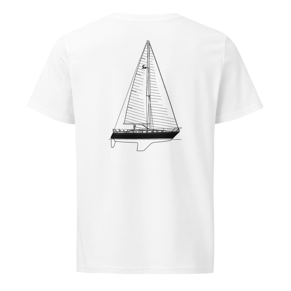 Sabre 38 sailboat shirt in White - back design