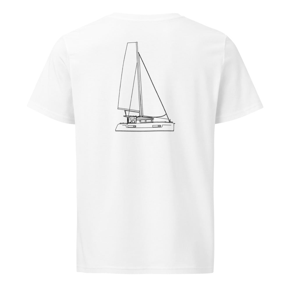 Lagoon 440 sailboat shirt in White - back design