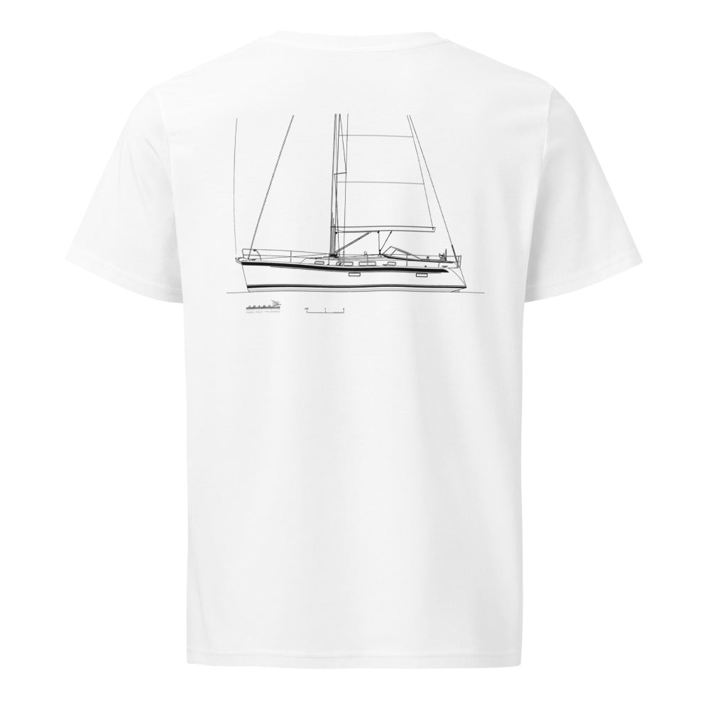 Hallberg-Rassy 412 sailboat shirt in White - back design