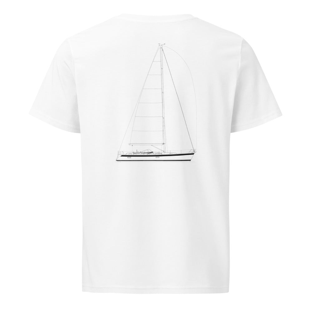 Hallberg-Rassy 48 Mkii sailboat shirt in White - back design