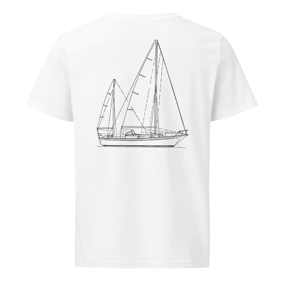 Hallberg-Rassy Rasmus 35 sailboat shirt in White - back design