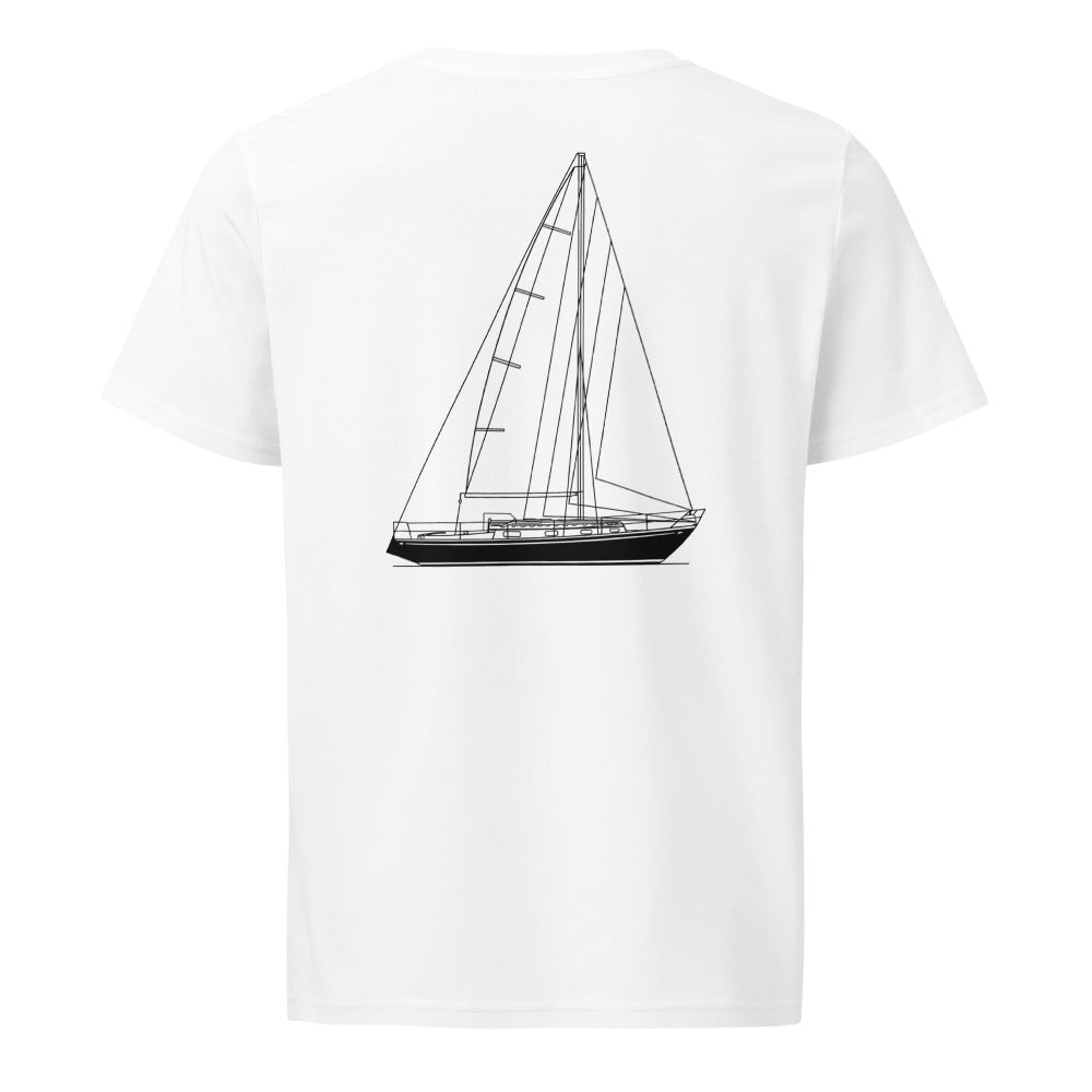 Hallberg-Rassy Mistral 33 sailboat shirt in White - back design