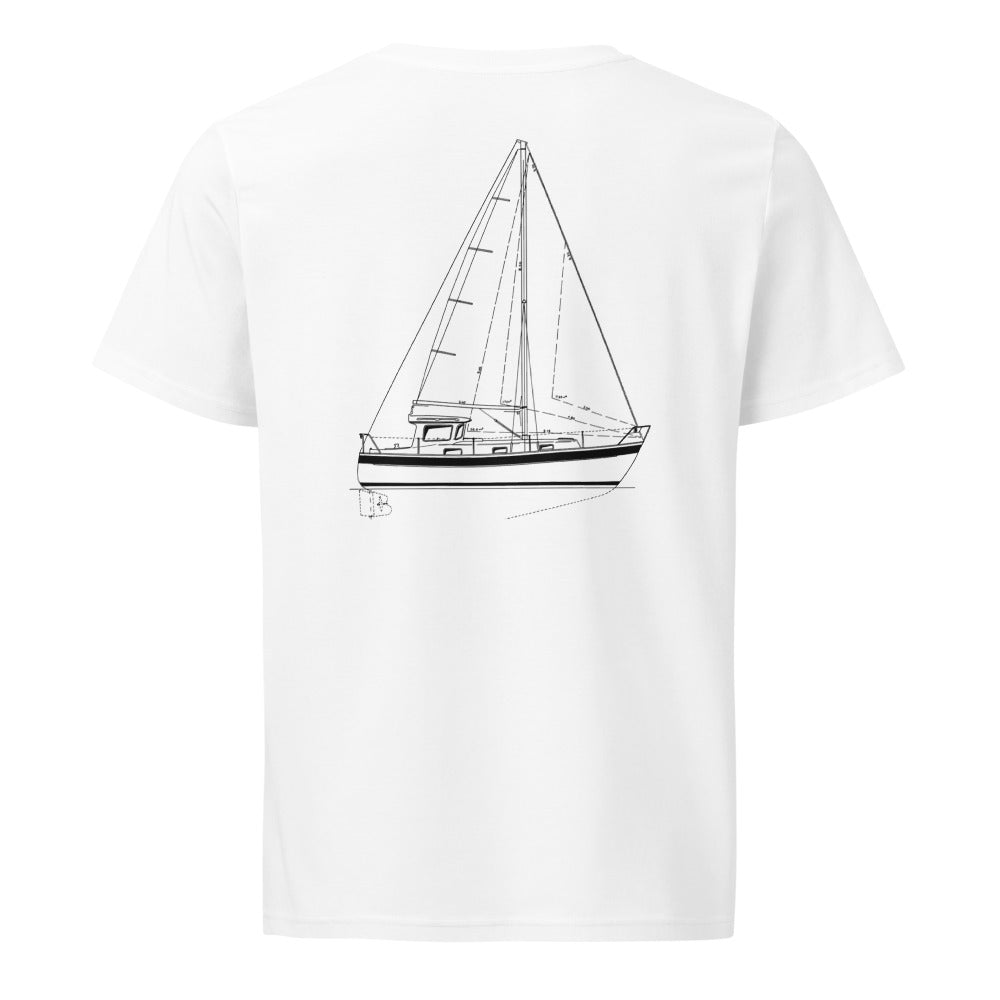 Hallberg-Rassy 94 Kutter sailboat shirt in White - back design