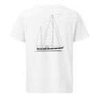 Hallberg-Rassy 49 sailboat shirt in White - back design