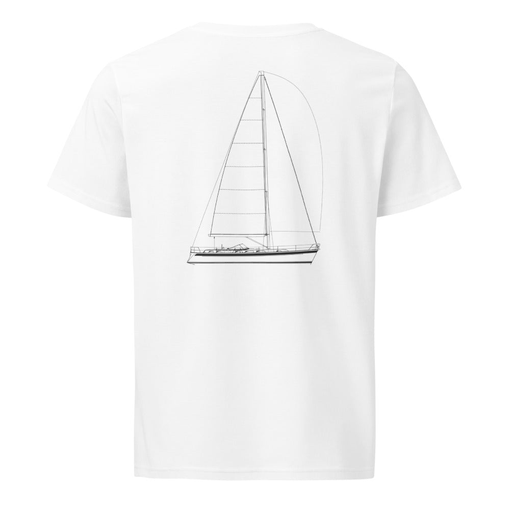 Hallberg-Rassy 48 sailboat shirt in White - back design