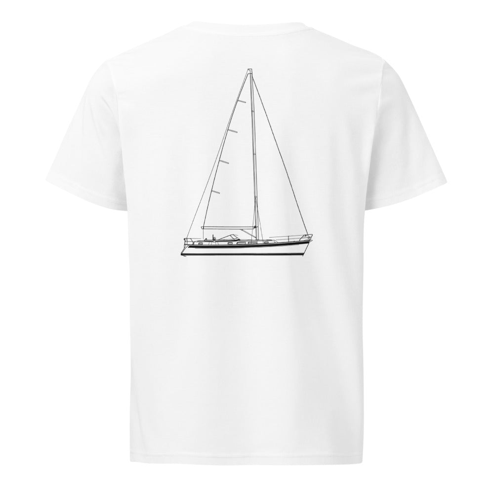 Hallberg-Rassy 40 sailboat shirt in White - back design