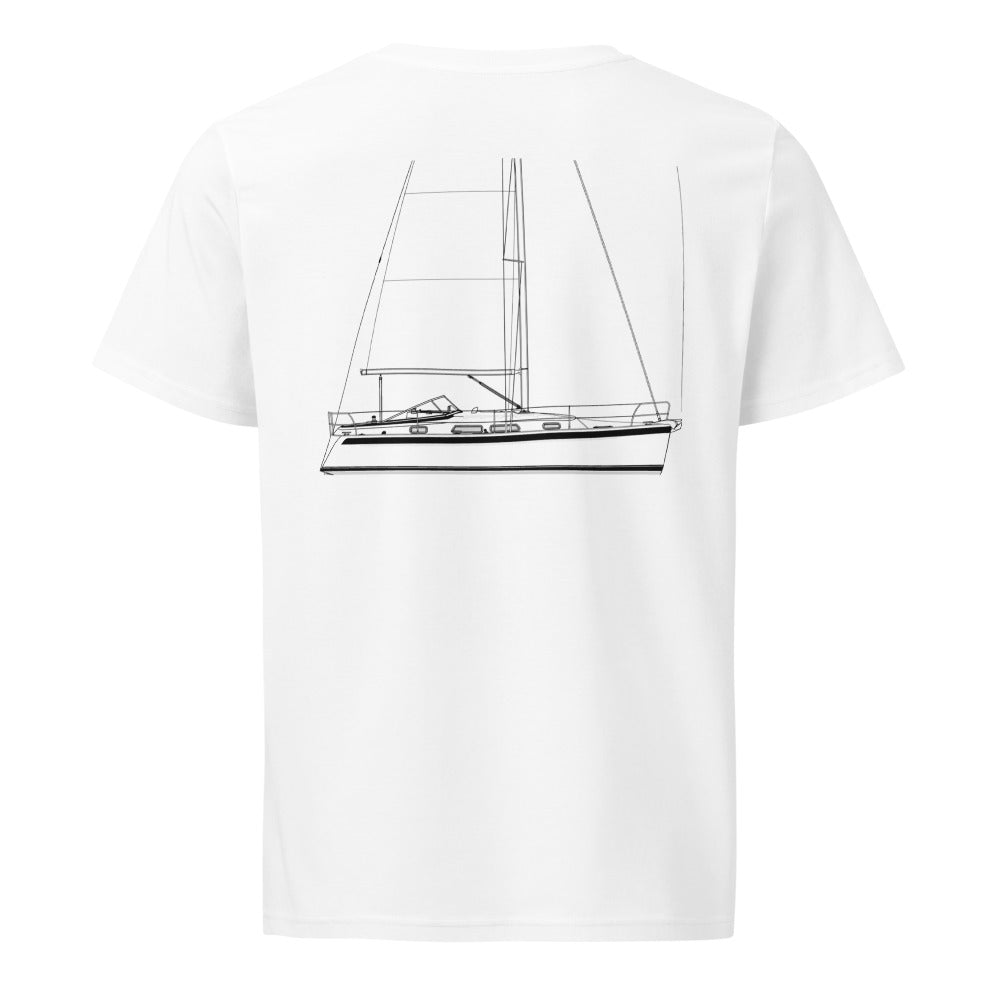 Hallberg-Rassy 310 sailboat shirt in White - back design