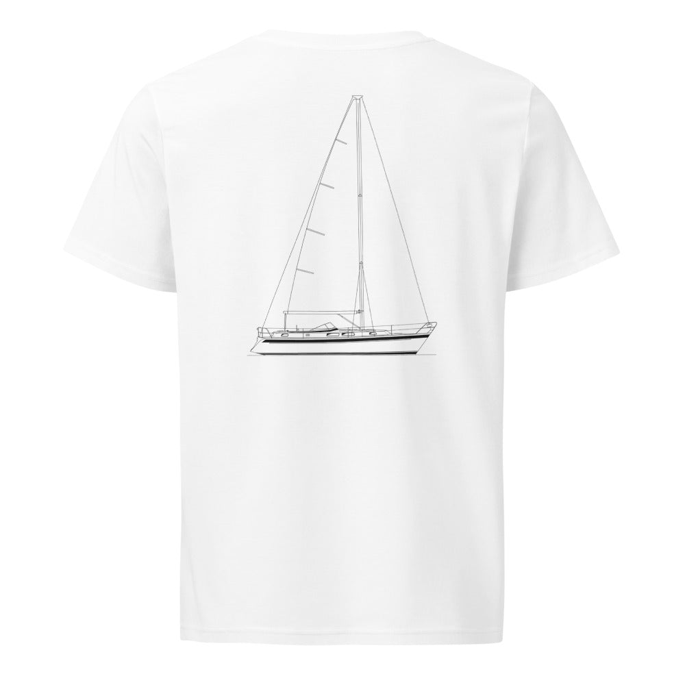 Hallberg-Rassy 36 sailboat shirt in White - back design