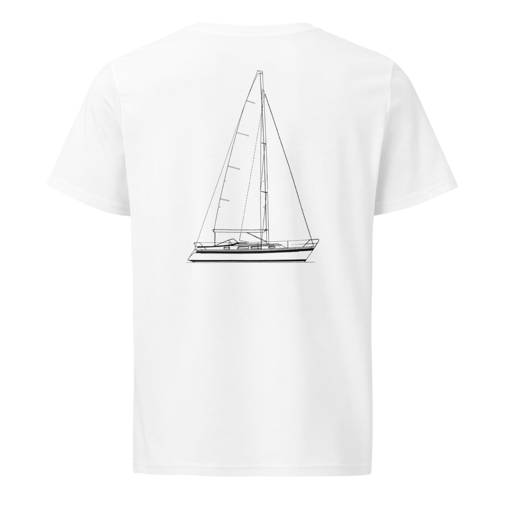 Hallberg-Rassy 31 MK II sailboat shirt in White - back design