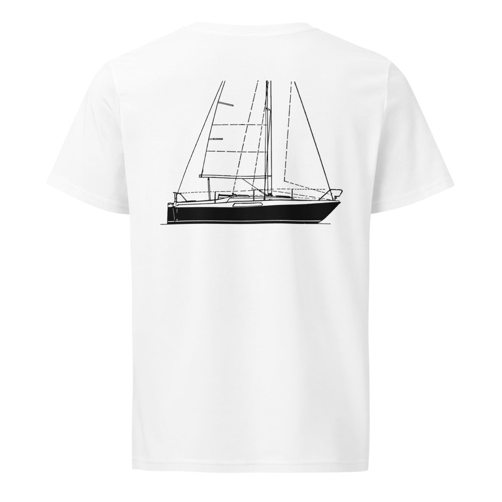 Hallberg-Rassy 26 sailboat shirt in White - back design