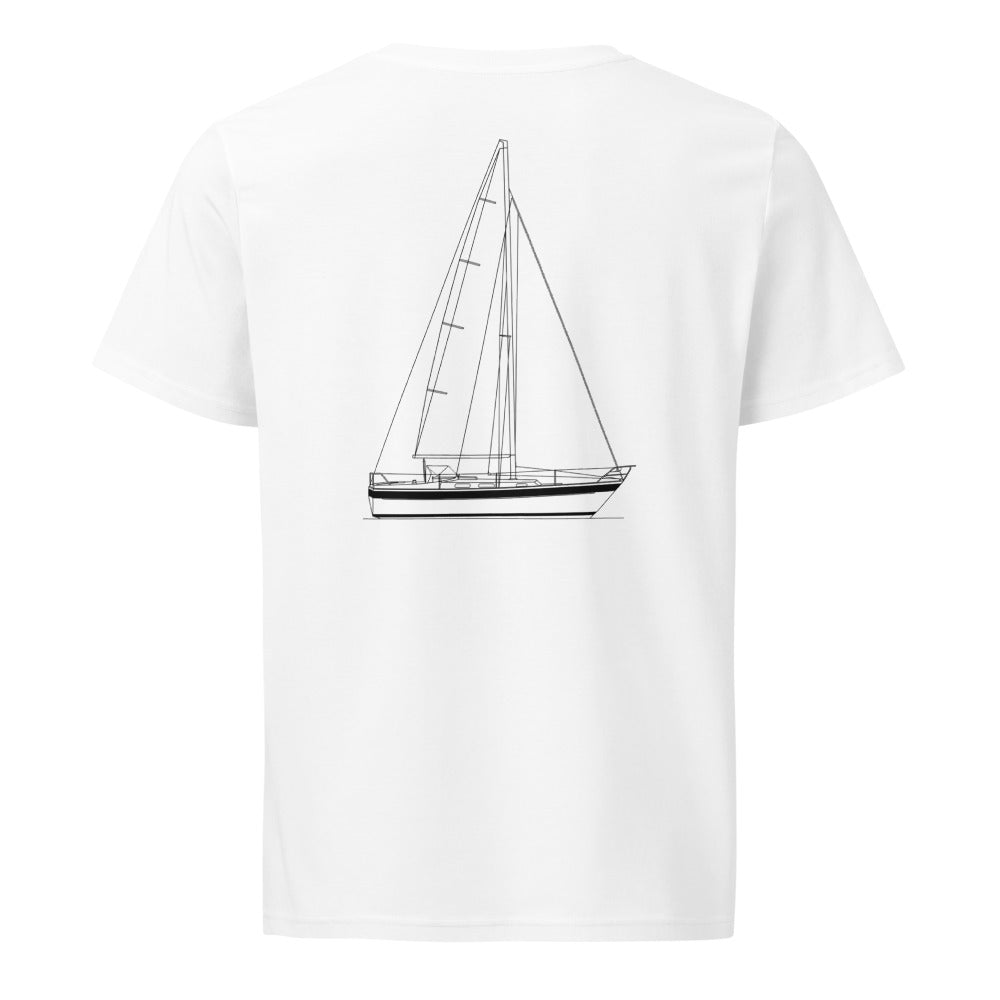 Hallberg-Rassy 29 sailboat shirt in White - back design