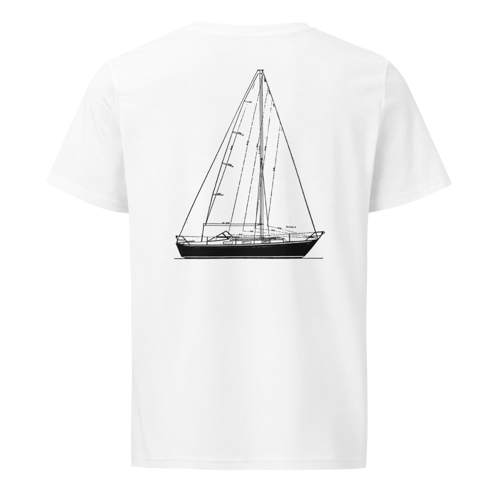 Hallberg-Rassy Monsun 31 sailboat shirt in White - back design