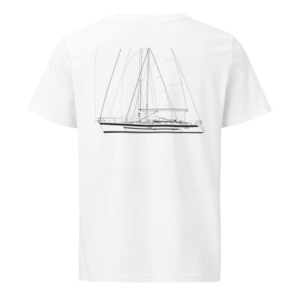 Hallberg-Rassy 55 sailboat shirt in White - back design