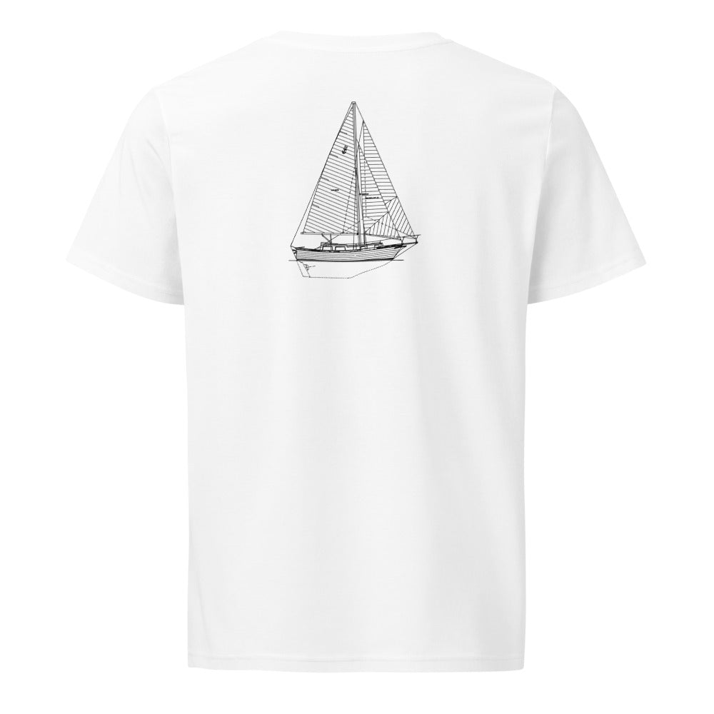 Downeaster 32 sailboat shirt in White - back design