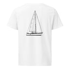 Cal 33 sailboat shirt in White - back design