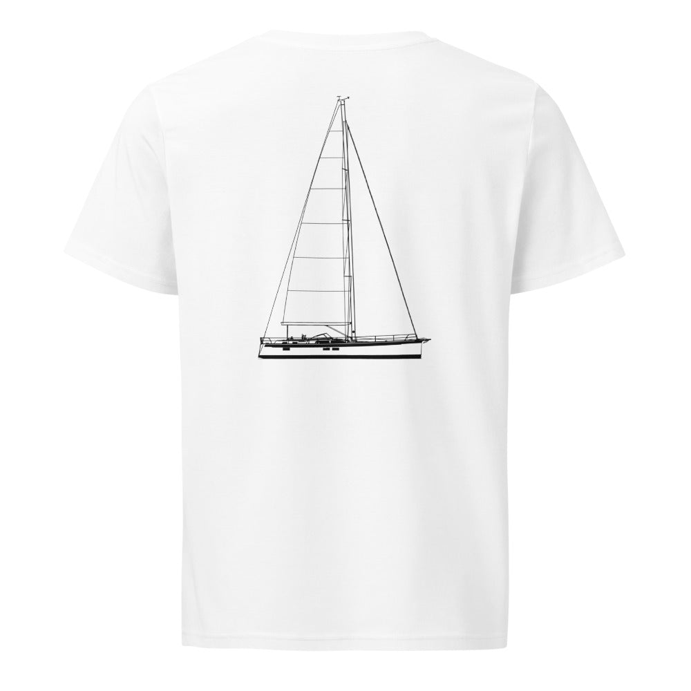 Hallberg-Rassy 57 sailboat shirt in White - back design